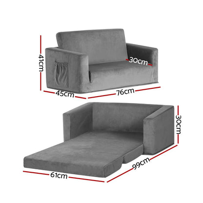 Grey Fabric Flip Out Couch - Daughters Room