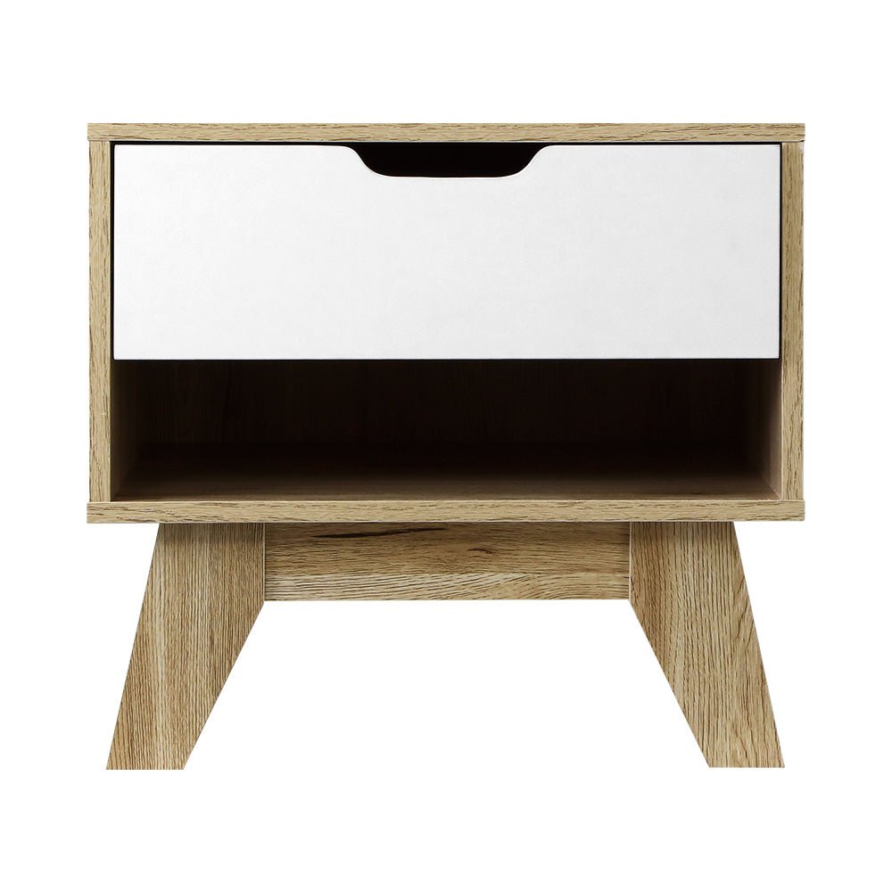 Iker Bedside Table - White & Oak - Daughters Room