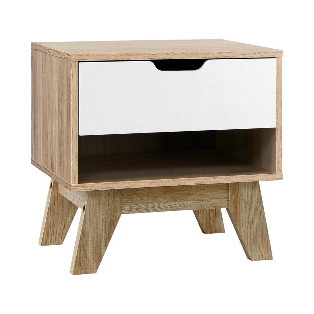 Iker Bedside Table - White & Oak - Daughters Room