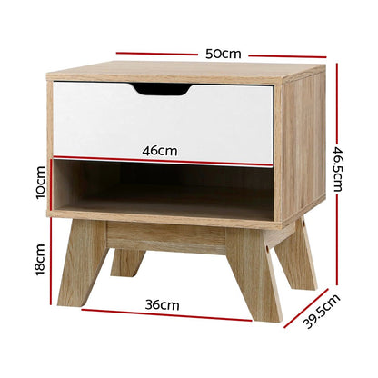 Iker Bedside Table - White & Oak - Daughters Room