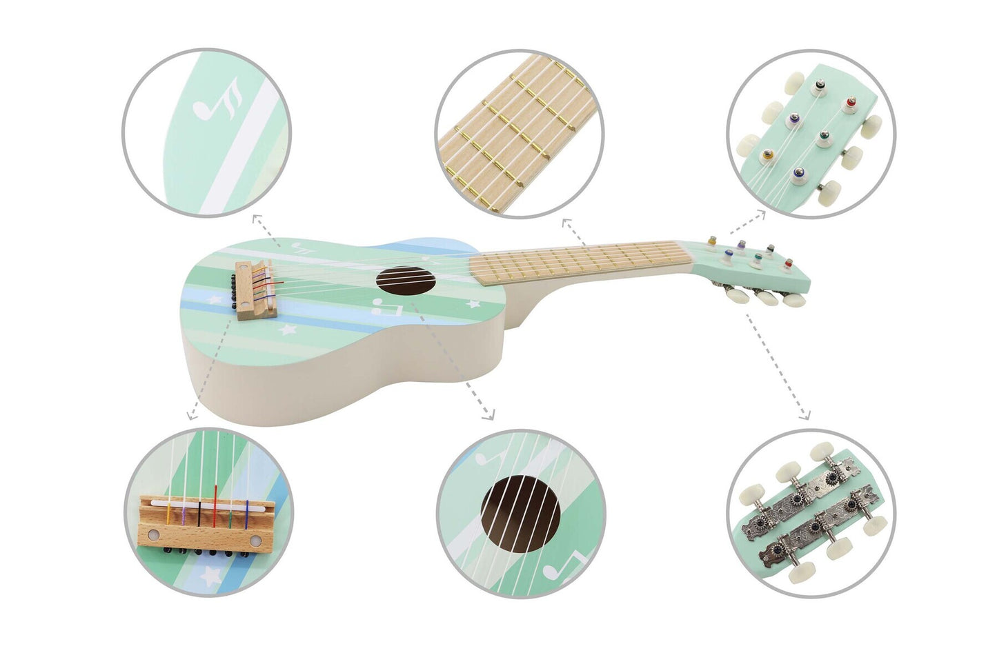 Wooden Guitar - Misty Aqua